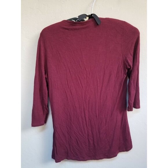 Dolan Left Coast Collection Womens Small Stretch 3/4 Sleeve Tee Shirt Burgundy - Picture 3 of 8